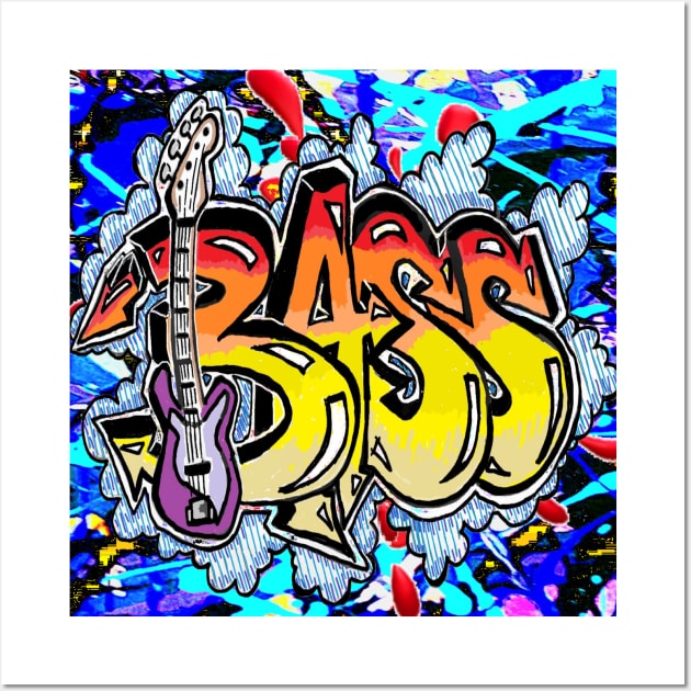 bass Art Graffiti Sticker Retro Pop Vintage Rainbow by LEG Wall Art by LowEndGraphics